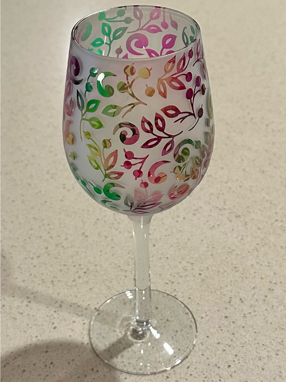 Pier 1 Multicolor Floral Vine Wine Glass - Set Of 2